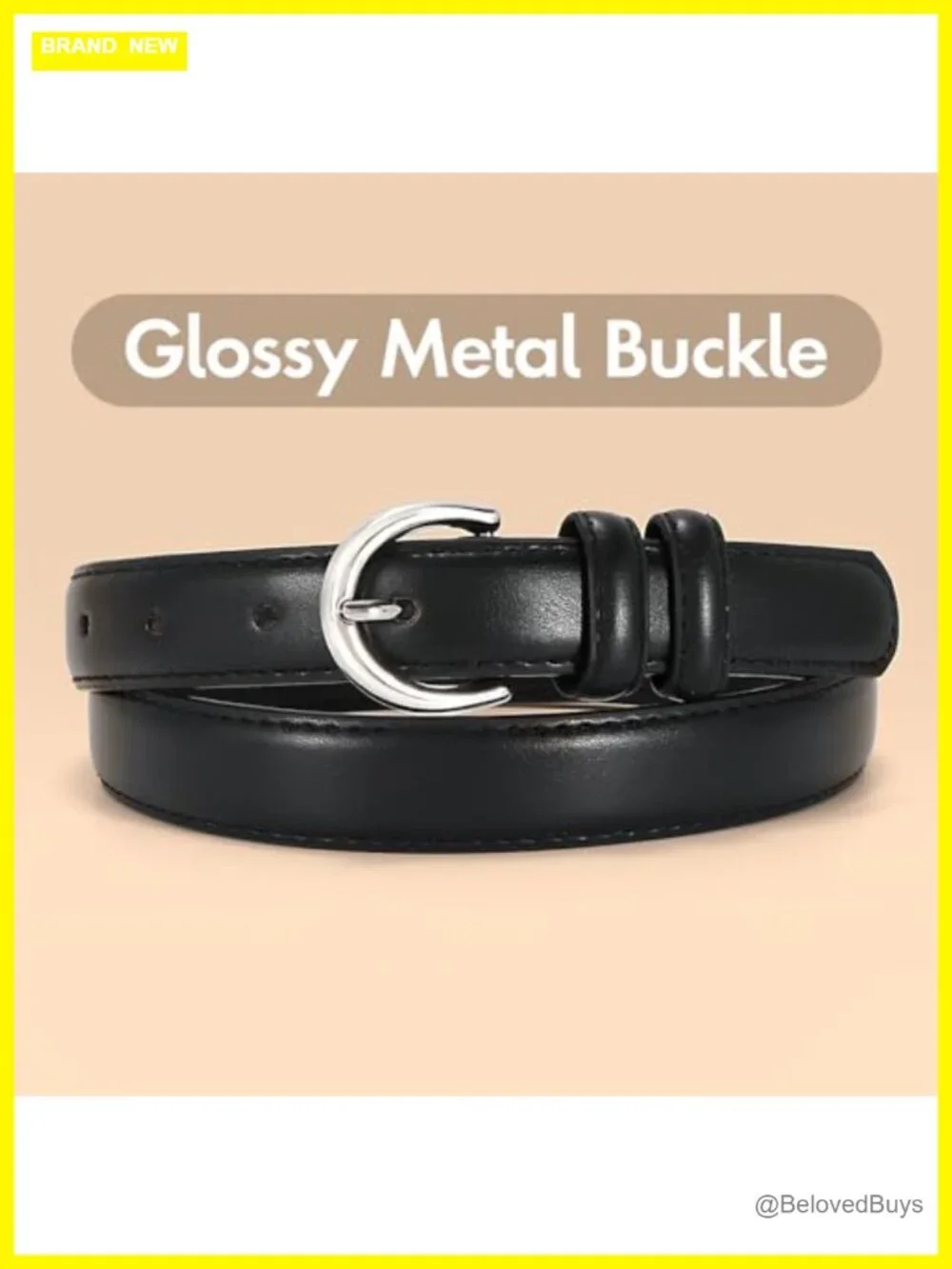 Women Faux Leather Belt Skinny Single Prong Buckle Casual Dress Pants